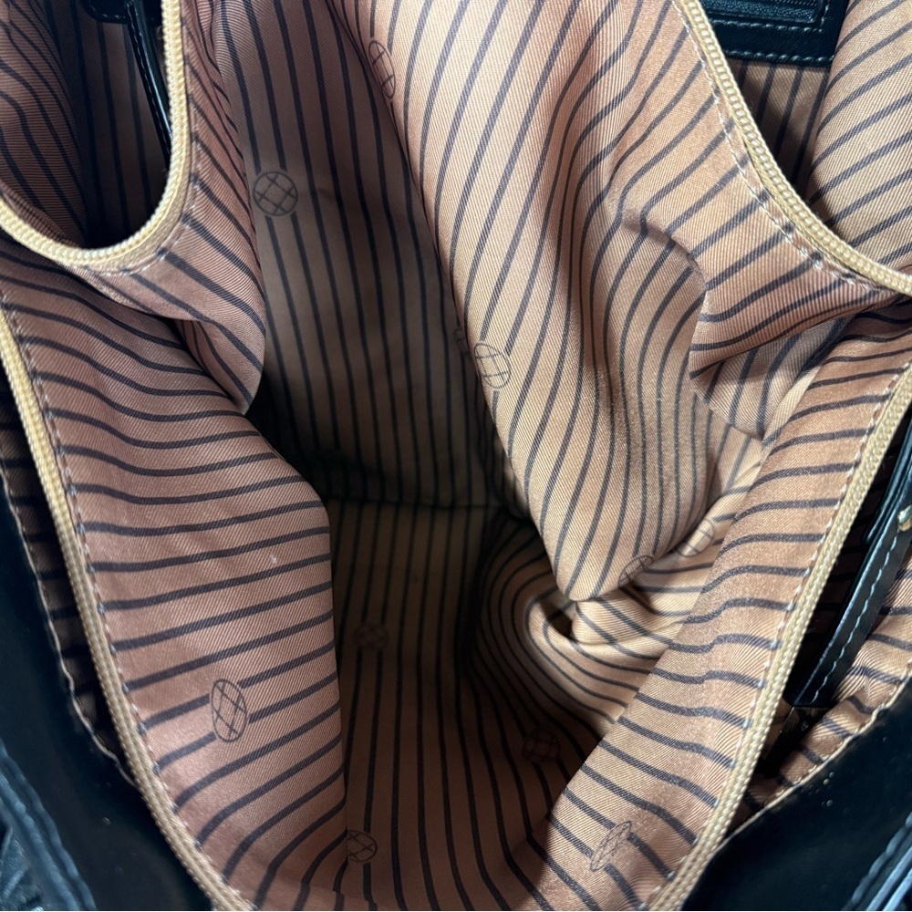 Dana Buchman black genuine leather Paramount Tote shoulder Bag oversized purse. - Picture 5 of 9